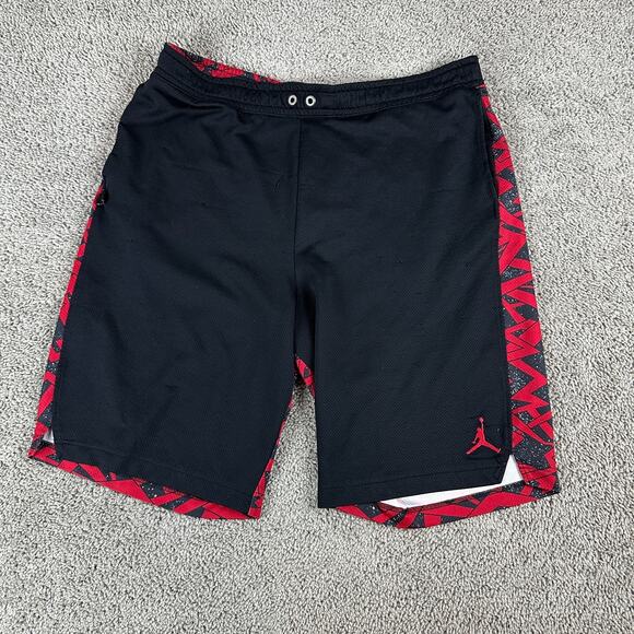 Nike Jordan Basketball Shorts Mens Extra Large Black Red Jumpman Geometric READ - Picture 1 of 15